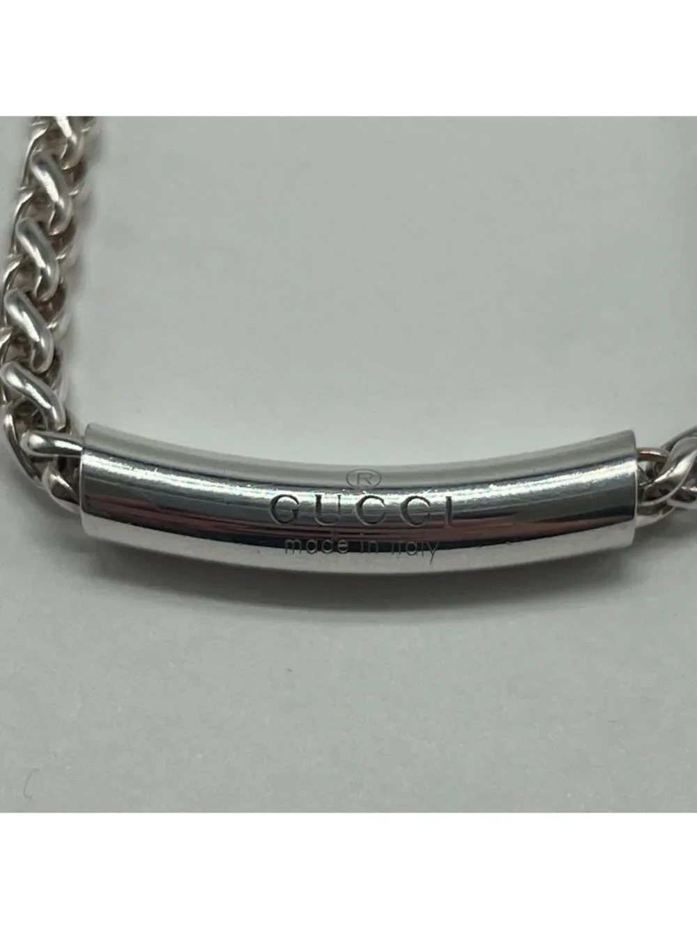 Gucci Logo Bar Necklace Braided Chain